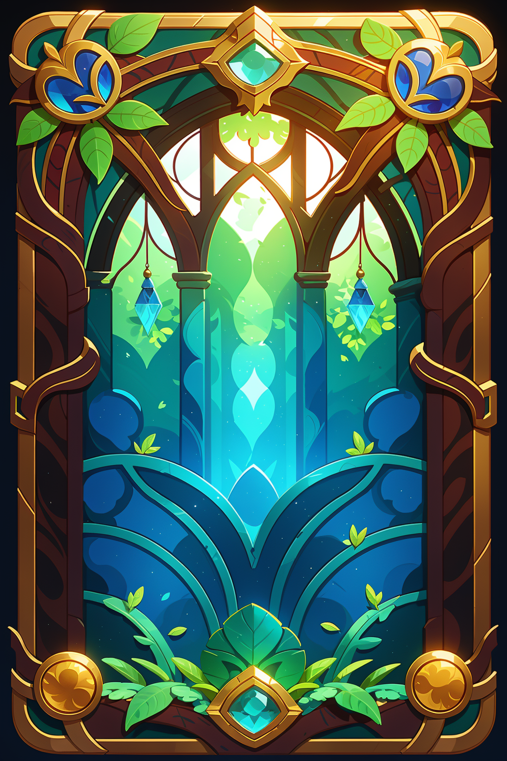 16019-762222473-Concept art, game cards, tarot cards, European patterns, fine patterns, no_humans, gemstones, windows, leaves,_lora_kapai_0.8_,.png